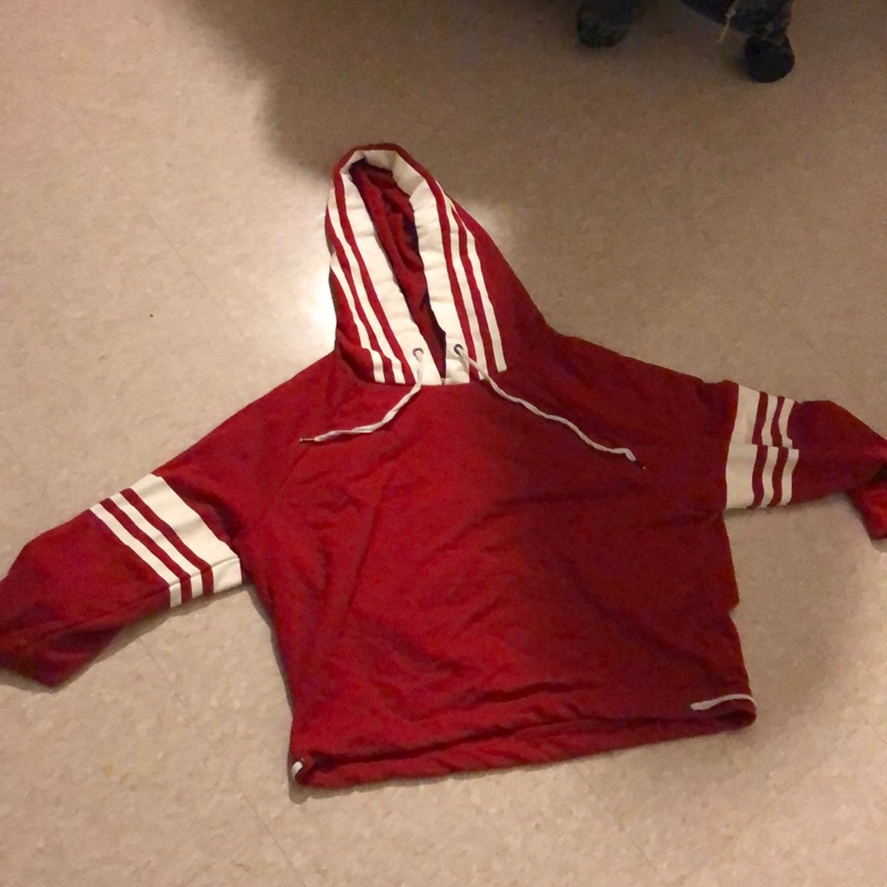 Red and white cropped hoodie